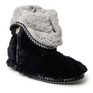 Dearfoams Women's Beth Faux Fur Fold Down Fuzzy Bootie House Slipper Boot